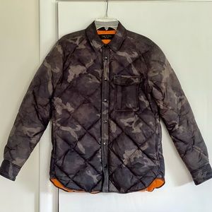 Rag & Bone Mallory camo down puffer shirt jacket—medium